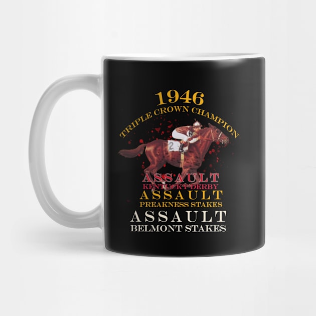 1946 Triple Crown Champion Assault horse racing design by Ginny Luttrell